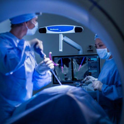 Neurosurgeons performing surgery
