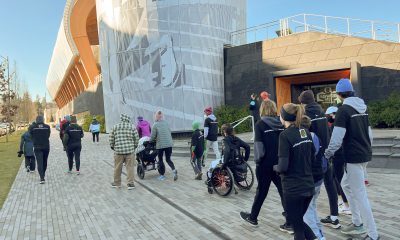 Participants begin a guided Strides for Social Justice tour in February 2022