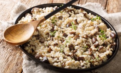 farro risotto with mushrooms
