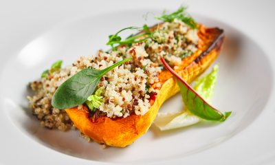 Roasted delicata squash with quinoa salad recipe