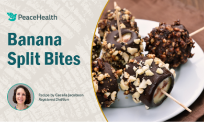 frozen chunks of bananas covered in chocolate and nuts