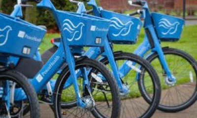 PeaceHealth Rides bicycles. PeaceHealth Rides is a bike-share program in Eugene, Ore.