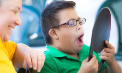 young boy wowed by new eyeglasses