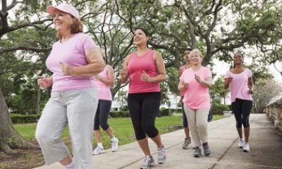 group of women walking for exercise outside