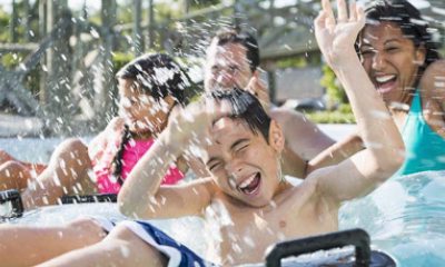 kids splashing in water