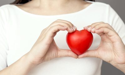 A person holds a heart shaped item in front of their chest