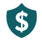 Dollar sign on shield icon, representing financial health