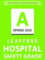 Leapfrog Hospital Award badge, displaying an "A" rating