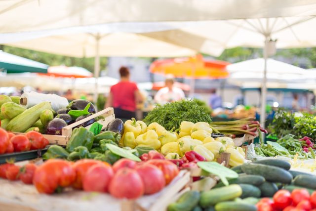 Veggies and fruits at a farmers market