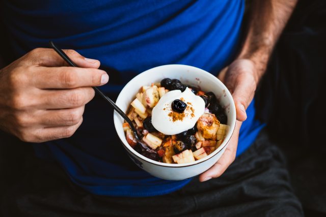 Man eating breakfast