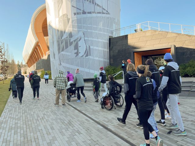Participants begin a guided Strides for Social Justice tour in February 2022