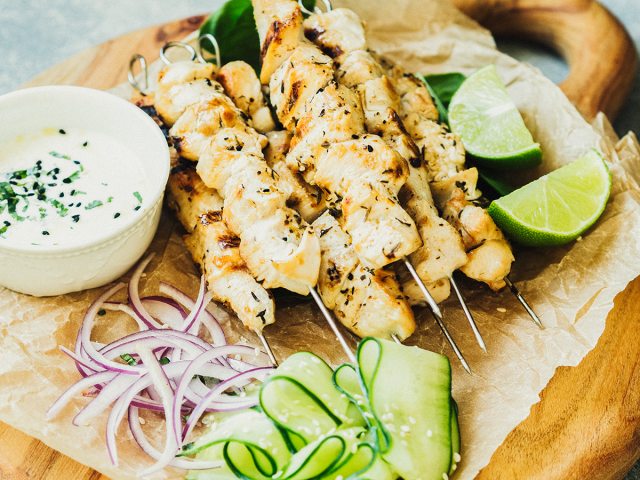 Greek chicken souvlaki skewers