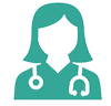 Icon of female nurse with stethoscope around neck