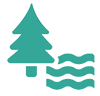 Icon of tree and flowing water