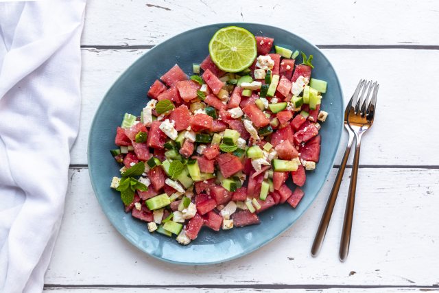 Watermelon, feta and mint salad recipe