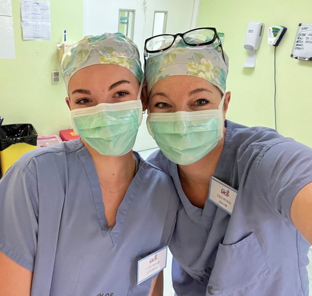 Lisa Wood (right) with her daughter (left) on a medical mission trip.