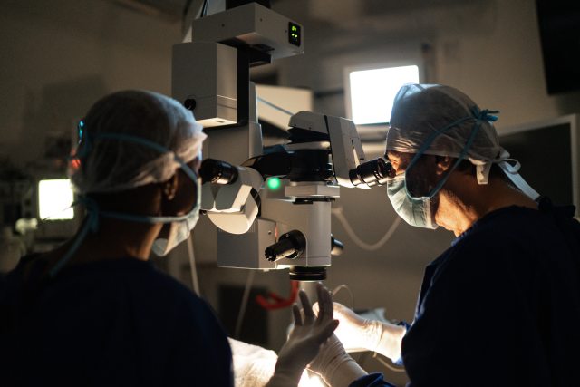 Surgeons performing minimally invasive surgey