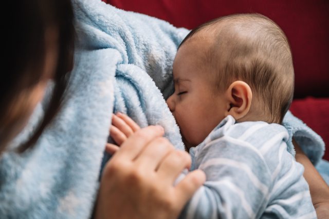 Close-up of baby nursing 