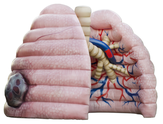 Illustration of lungs with tumor 