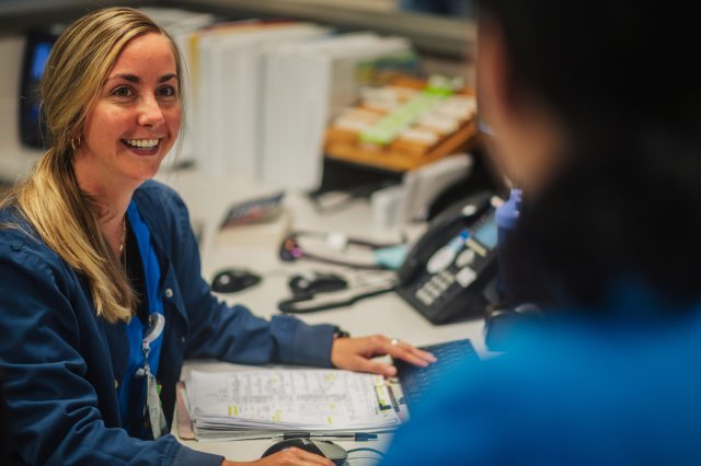 PeaceHealth caregivers smile and talk