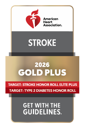 2026 Gold Plus Badge, awarded by the American Heart Association for excellence in Stroke Care  