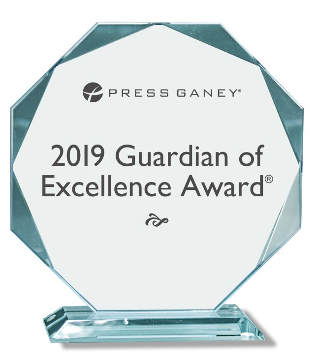 2019 Press Ganey Guardian of Excellence Award in crystal and glass
