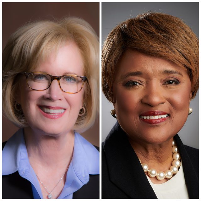Composite image of a portrait of Carol Aaron and Ruth