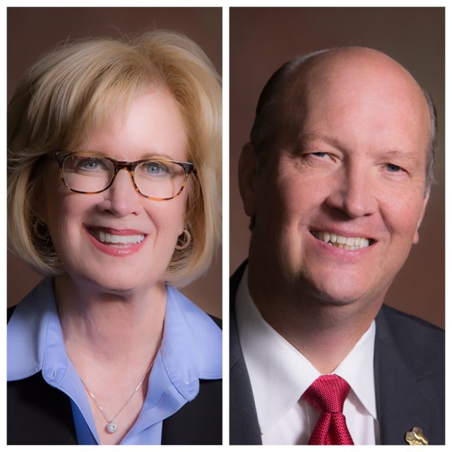 Composite photo of portraits of Carol Aaron and Steve Glenn