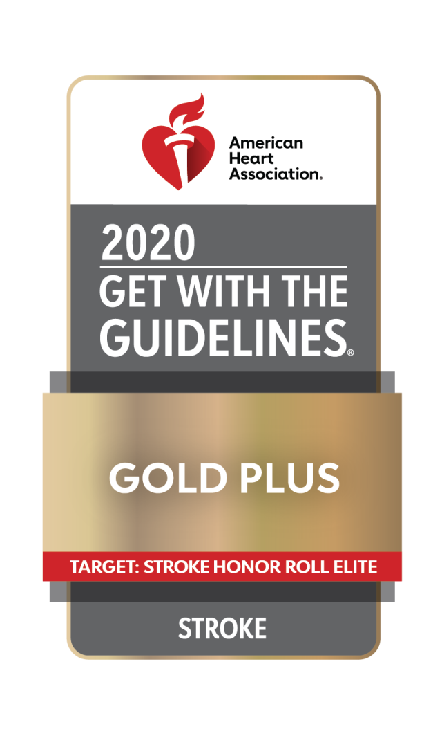 2020 American Heart Association Get with the Guidelines  Gold Plus Award badge