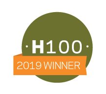 2019 H100 Winner badge/logo in green and orange