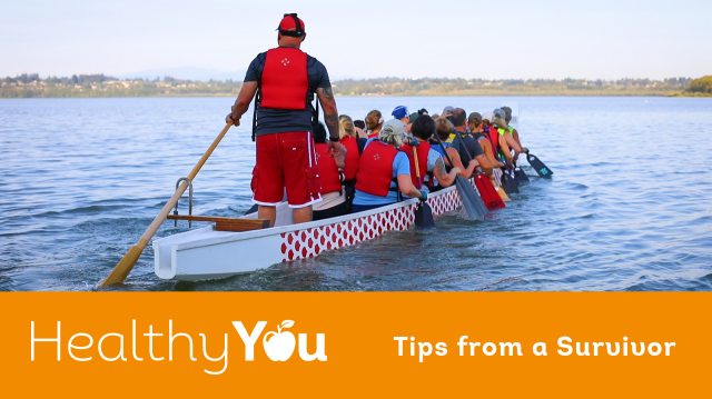 dragon boat team paddles on Vancouver Lake