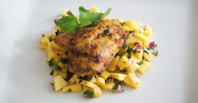 curried chicken with mango salad recipe