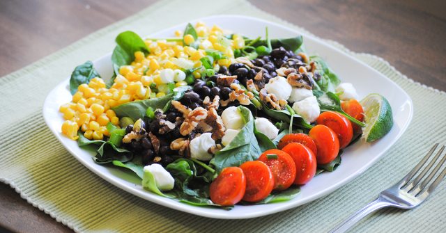 Walnut corn and black bean salad