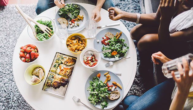 Plates of healthy food