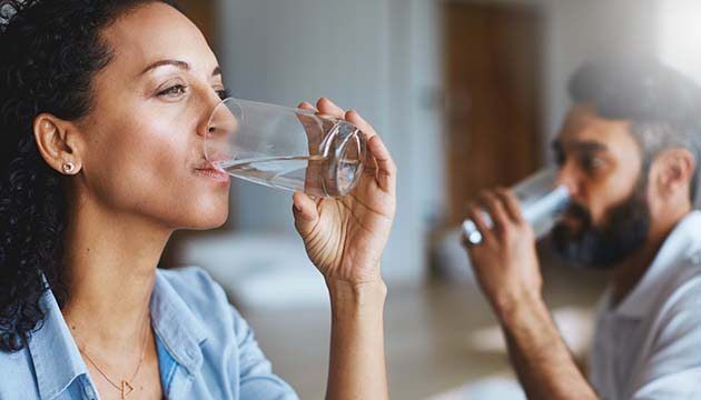 couple drinking water