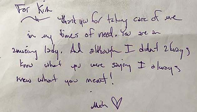 handwritten thank you note