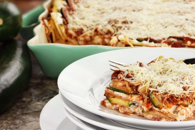 Plate of eggplant parmesan or lasagna