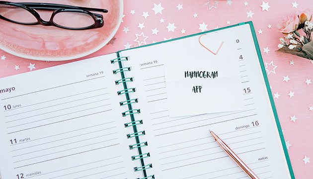Mammogram appointment noted in personal calendar
