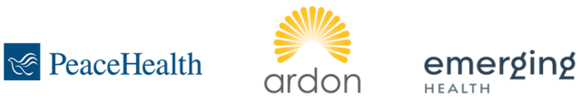 Three logos: PeaceHealth, Ardon, and Emerging Health
