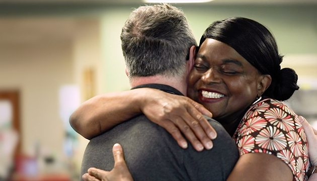 Robert Stalbow and Phillis hug
